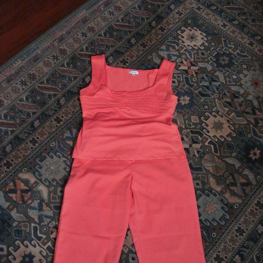2 Piece Capri Top Set Coral Andre Oliver - Picture 5 of 6